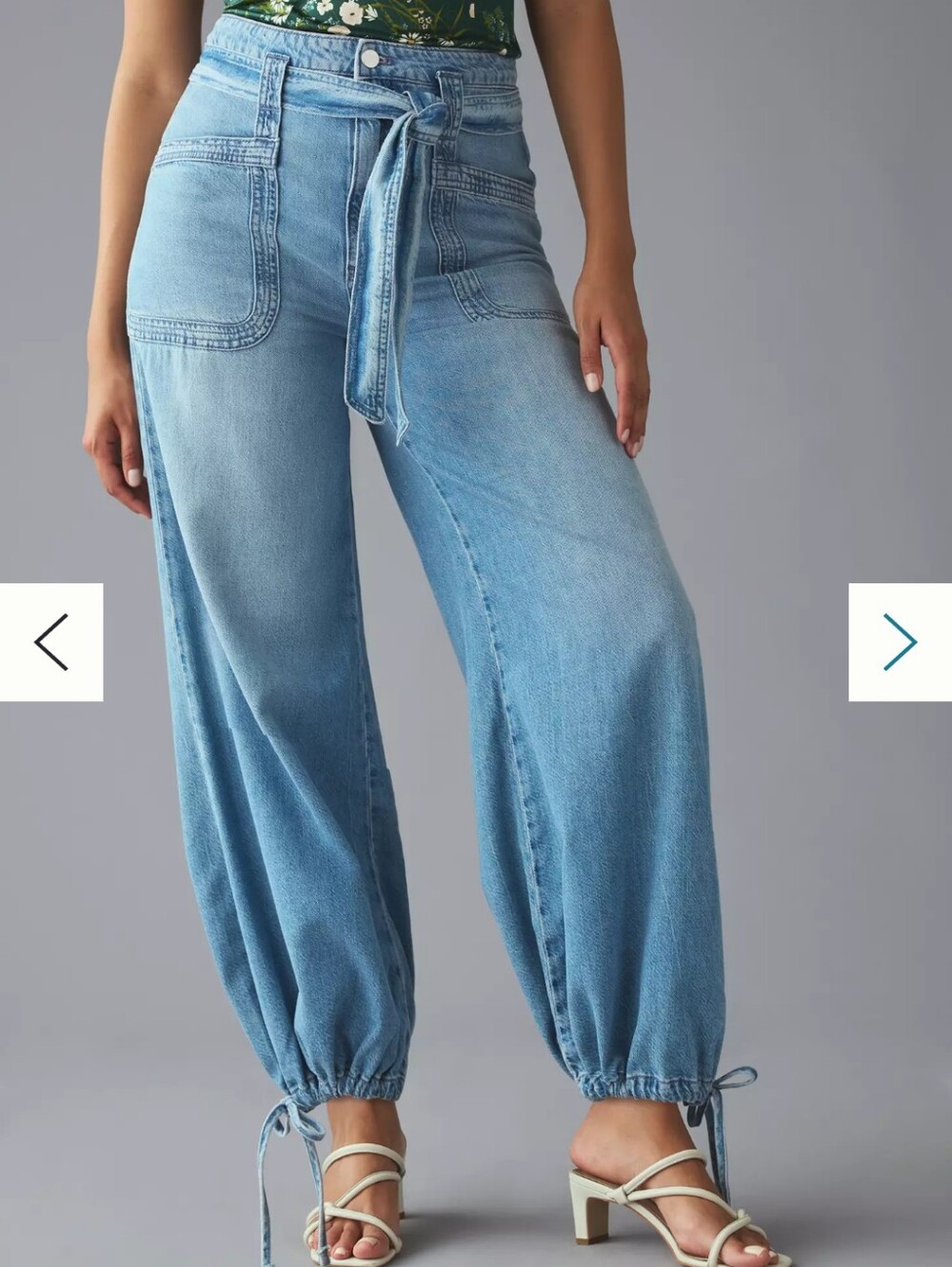 Anthropologie Pilcro Jeans High Rise Parachute Denim Pants Tie Ankles Size 28